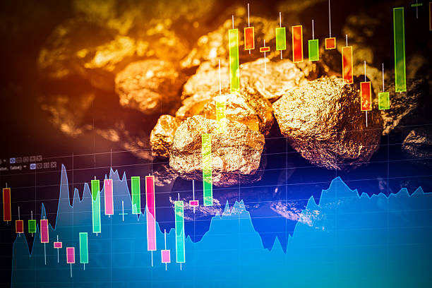 gold nuggets in a trading chart background