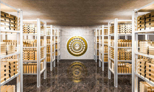 gold bars in a bank vault