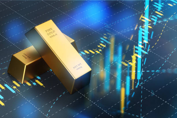 gold bar with a trading chart background